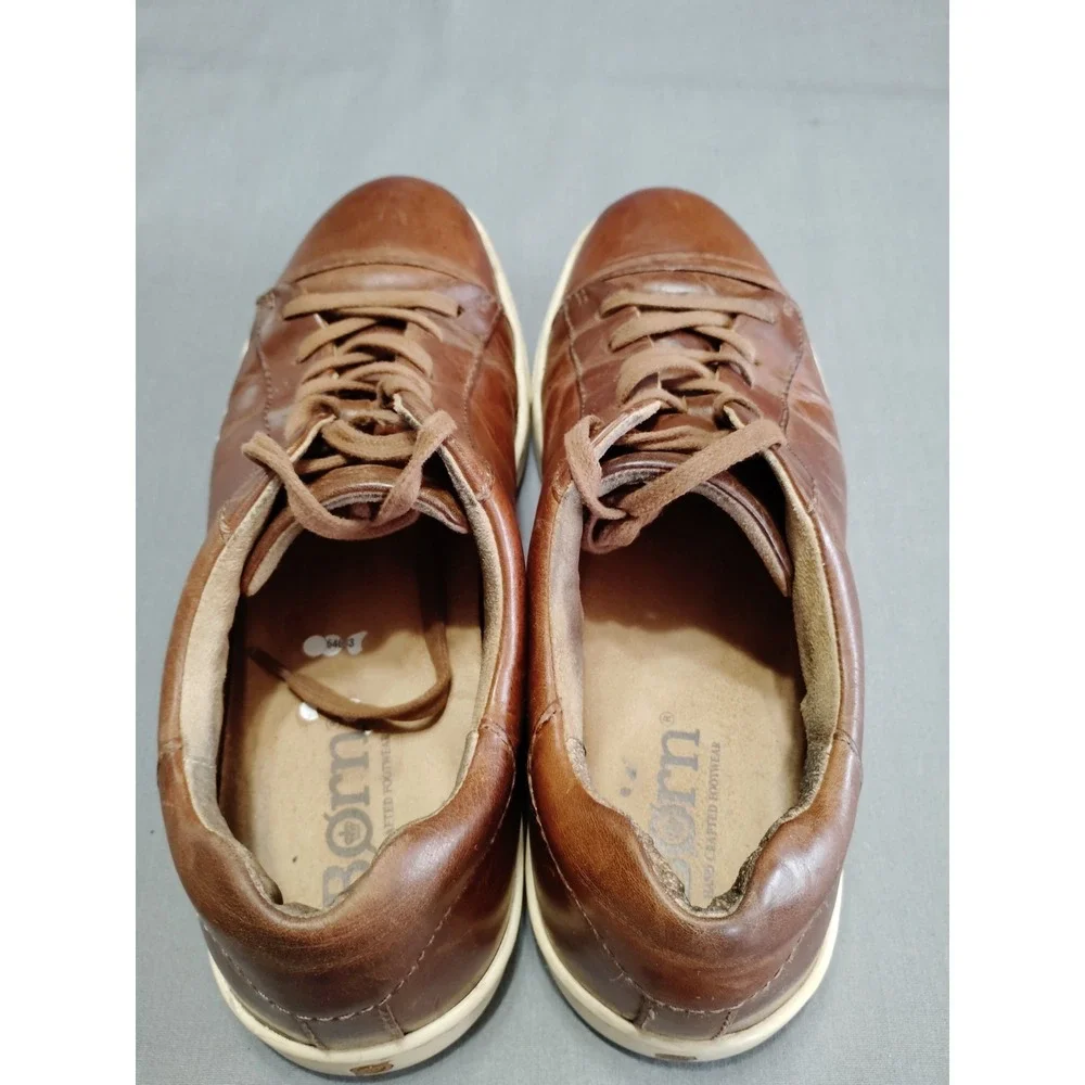 Born Cognac Leather Handcraft Distressed Lace Up Low Top Comfy Sneaker Men 10.5*